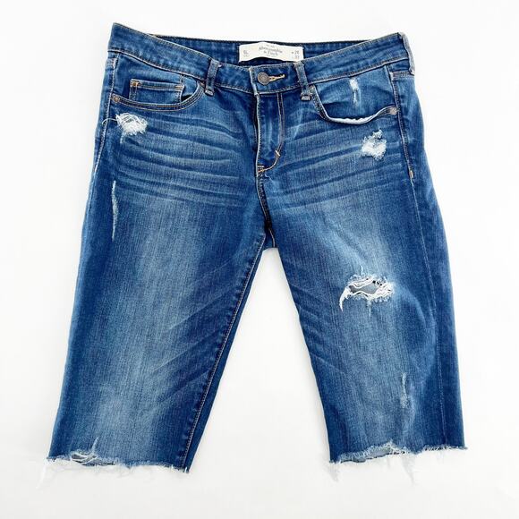 Abercrombie‎ and Fitch Denim Distressed Bermuda Shorts 28 - Picture 1 of 5